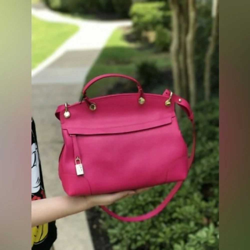 NWOT FURLA Piper leather MEDIUM Handbag CLOSE BODY SATCHEL PINK